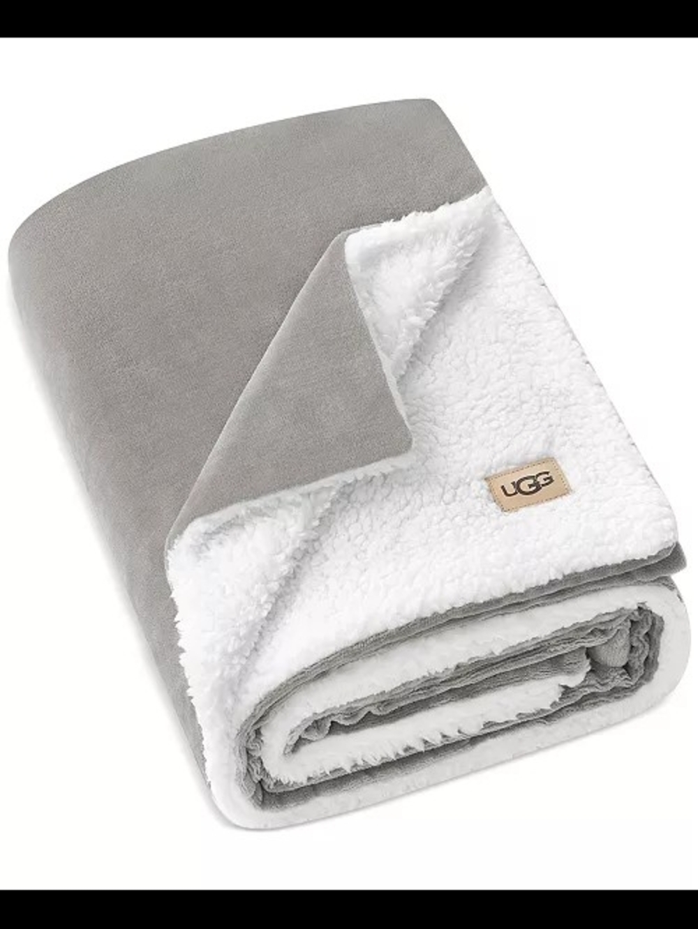 UGG Reversible Plush Sherpa Throw in Gray and White - Picture 2 of 6